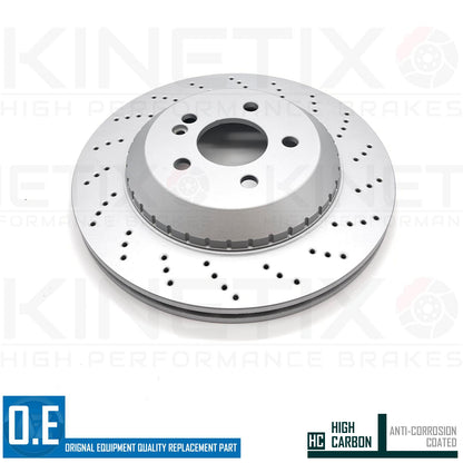 FOR MERCEDES S-CLASS S320 REAR DRILLED BRAKE DISCS MINTEX PADS & SENSOR 320mm