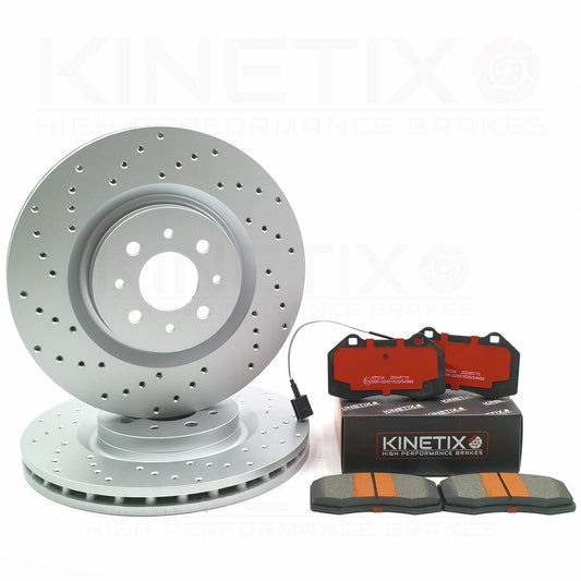 FITS ABARTH 500 595 695 COMPETIZIONE DRILLED FRONT BRAKE DISCS RACING PADS 305mm