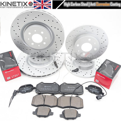 FOR ABARTH 500 COMPETIZIONE FRONT REAR DRILLED BRAKE DISCS BREMBO PADS 305m 240m