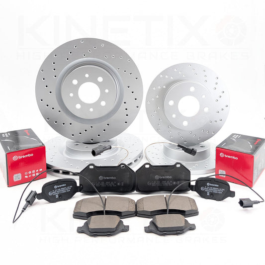 FOR ABARTH 500 COMPETIZIONE FRONT REAR DRILLED BRAKE DISCS BREMBO PADS 305m 240m
