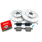 FOR MERCEDES E200d AMG SPORT DRILLED REAR BRAKE DISCS MINTEX PADS SENSOR 300mm