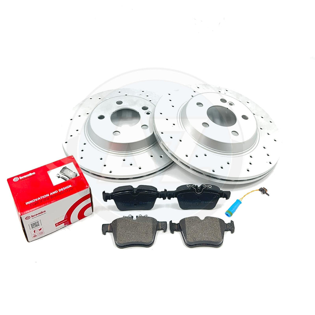 FOR MERCEDES C300de AMG SPORT REAR BRAKE DISCS BREMBO PADS SENSOR 300mm
