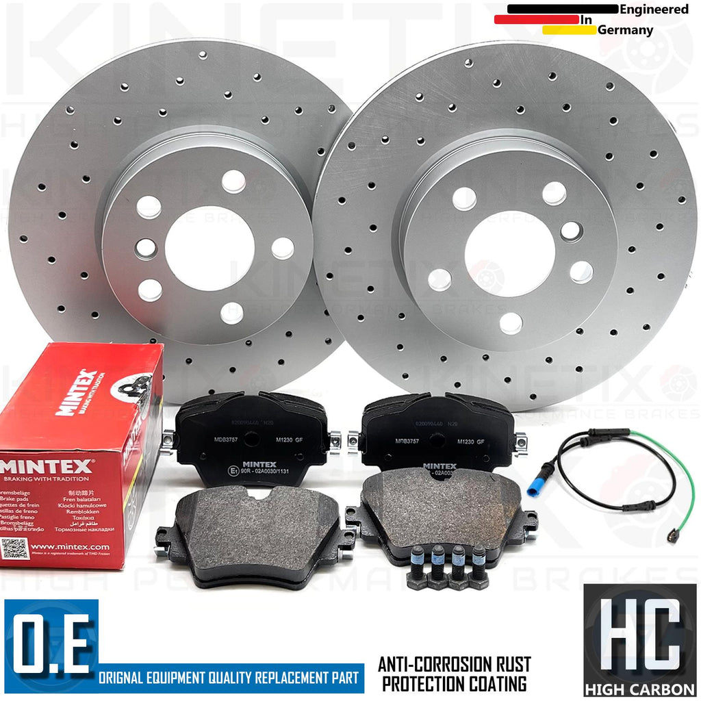 FOR BMW 320e G20 M SPORT CROSS DRILLED FRONT BRAKE DISCS MINTEX PADS WIRE 307mm