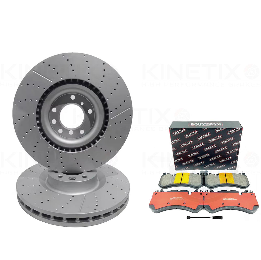 FOR MERCEDES G63 AMG 12-15 FRONT BRAKE DISCS CERAMIC PADS WEAR WIRE SENSOR 375mm