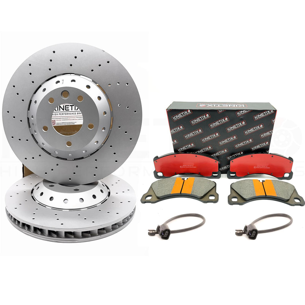 FOR PORSCHE CAYENNE 4.8 TURBO GTS TURBO S DRILLED FRONT BRAKE DISCS PADS 390mm
