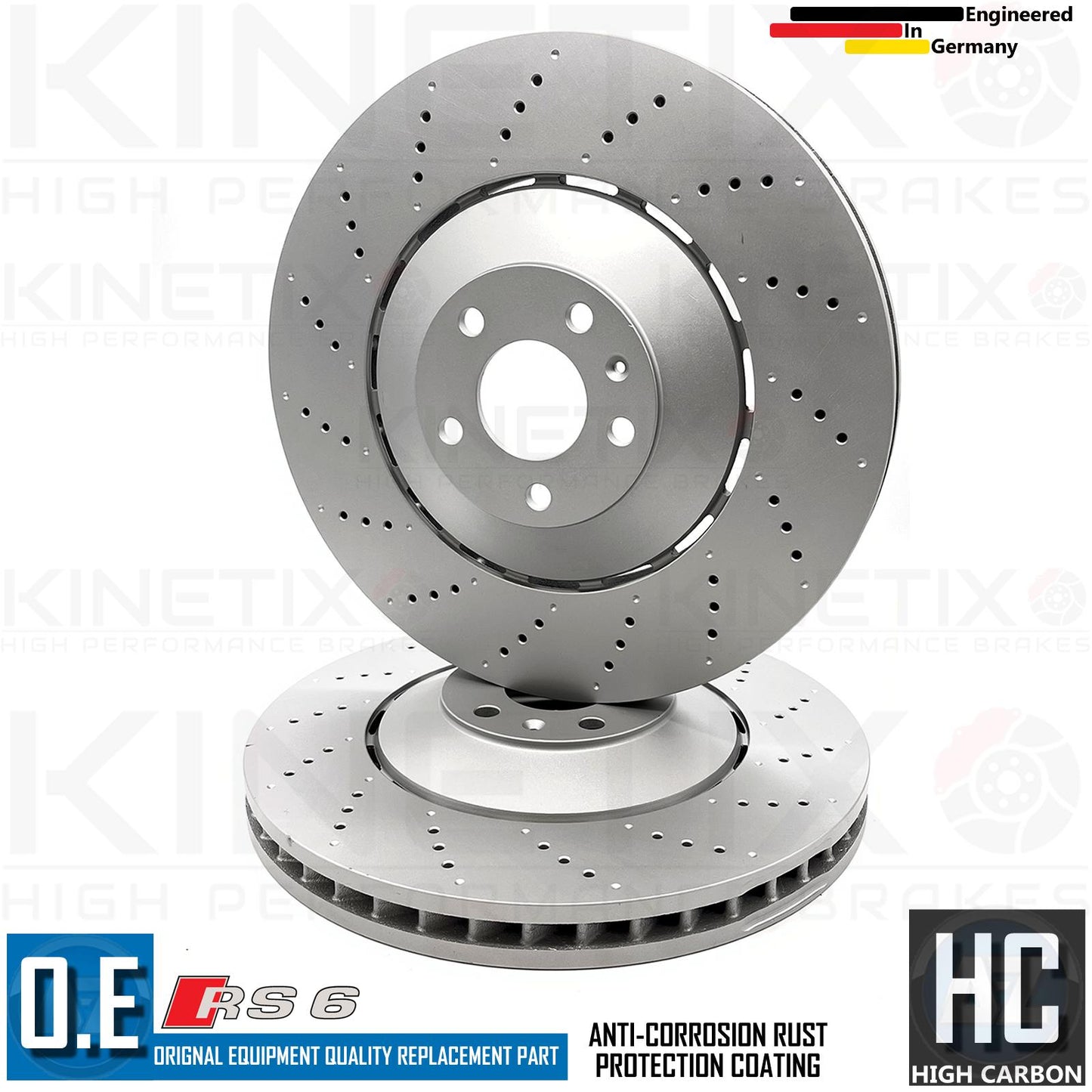 FOR AUDI RS6 C6 FRONT REAR DRILLED BRAKE DISCS APEC PADS SENSORS 390mm 356mm