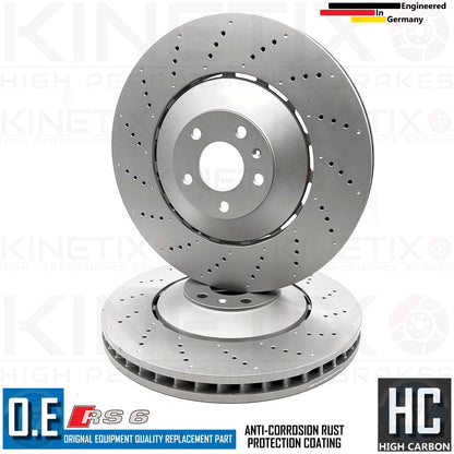 FOR AUDI RS6 C6 FRONT REAR DRILLED BRAKE DISCS APEC PADS SENSORS 390mm 356mm