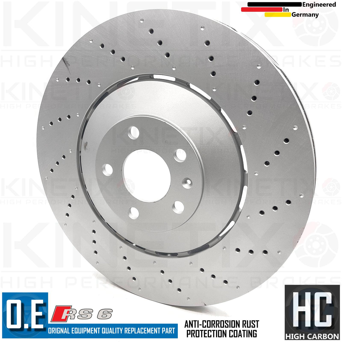 FOR AUDI RS6 C6 FRONT AXLE CROSS DRILLED BRAKE DISCS APEC PADS SENSORS 390mm