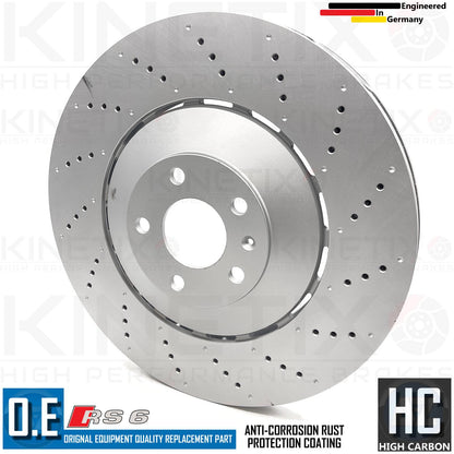 FOR AUDI RS6 C6 FRONT AXLE CROSS DRILLED BRAKE DISCS APEC PADS SENSORS 390mm