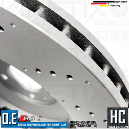 FOR AUDI RS6 C6 FRONT AXLE CROSS DRILLED BRAKE DISCS APEC PADS SENSORS 390mm
