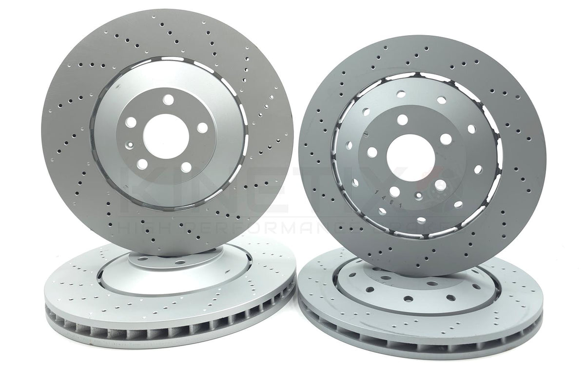 FOR AUDI RS6 QUATTRO C6 FRONT REAR DRILLED BRAKE DISCS SENSORS 390mm 356mm