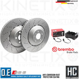 FOR AUDI RS6 C6 FRONT AXLE CROSS DRILLED BRAKE DISCS BREMBO PADS SENSORS 390mm