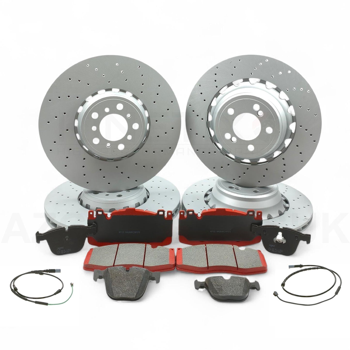 FOR BMW X5M F85 X6M F86 DRILLED FRONT REAR LEFT RIGHT BRAKE DISCS PADS & WEAR WIRE SENSOR LEADS 395mm 385mm