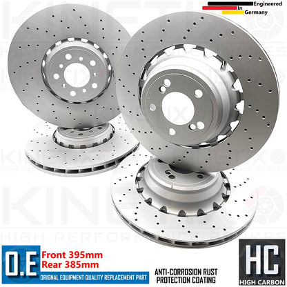 FOR BMW X5M F85 X6M F86 DRILLED FRONT REAR LEFT RIGHT BRAKE DISCS PADS & WEAR WIRE SENSOR LEADS 395mm 385mm