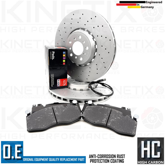 FOR BMW X6M F86 CROSS DRILLED FRONT BRAKE DISCS APEC BLACK PADS SENSOR 395mm