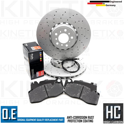 FOR BMW X5M F85 CROSS DRILLED FRONT BRAKE DISCS APEC BLACK PADS SENSOR 395mm