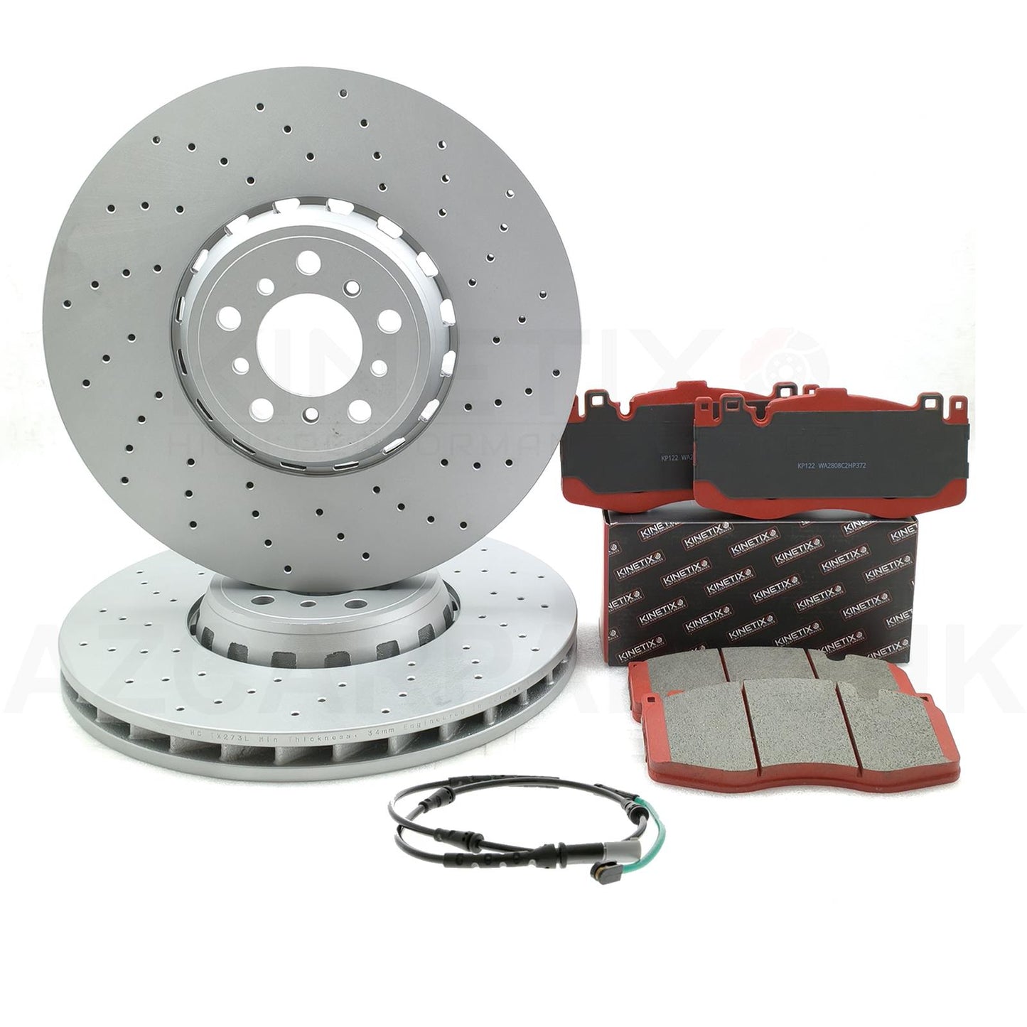 FOR BMW X5M F85 X6M F86 (2014-2019) 4.4 V8 FRONT LEFT RIGHT BRAKE DISCS KINETIX CERAMIC K44 RACING PADS & WEAR WIRE SENSOR LEAD 395mm X 36mm
