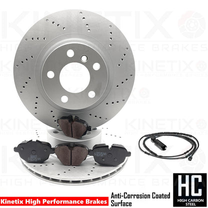 FOR BMW X3 X4 35d REAR DRILLED PERFORMANCE BRAKE DISCS PADS WIRE SENSOR 330mm