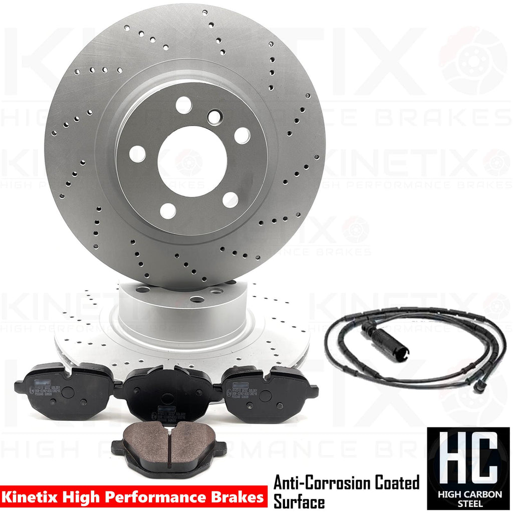 FOR BMW X3 X4 35d REAR DRILLED PERFORMANCE BRAKE DISCS PADS WIRE SENSOR 330mm