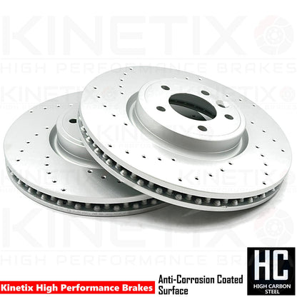 FOR LAND ROVER DISCOVERY 3.0 Si4 L462 DRILLED FRONT BRAKE DISCS APEC PADS 349mm