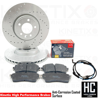 FOR RANGE ROVER SPORT 3.0 SDV6 L494 DRILLED FRONT BRAKE DISCS APEC PADS 349mm