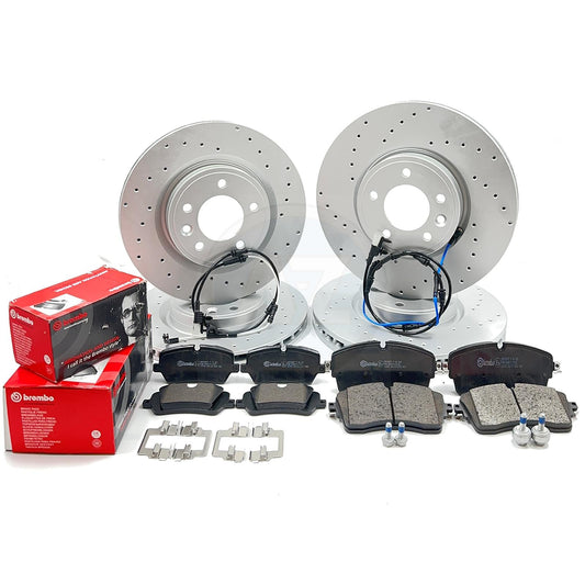 FOR RANGE ROVER SPORT 3.0 SDV6 2017- DRILLED FRONT REAR BRAKE DISCS BREMBO PADS