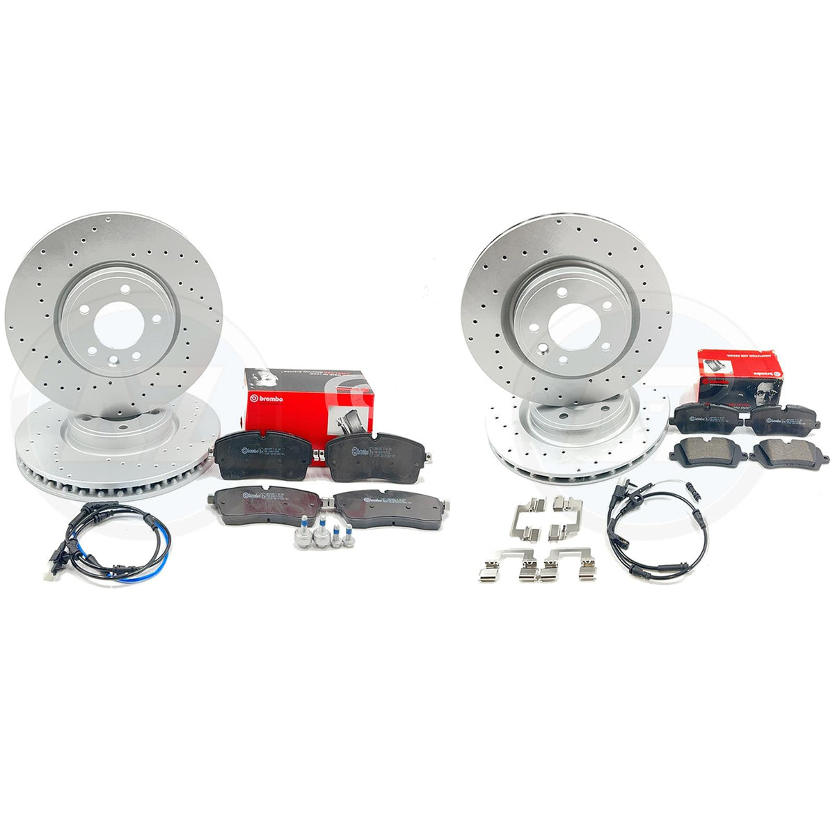 FOR LAND ROVER DISCOVERY 3.0 SCV6 DRILLED FRONT REAR BRAKE DISCS BREMBO PADS
