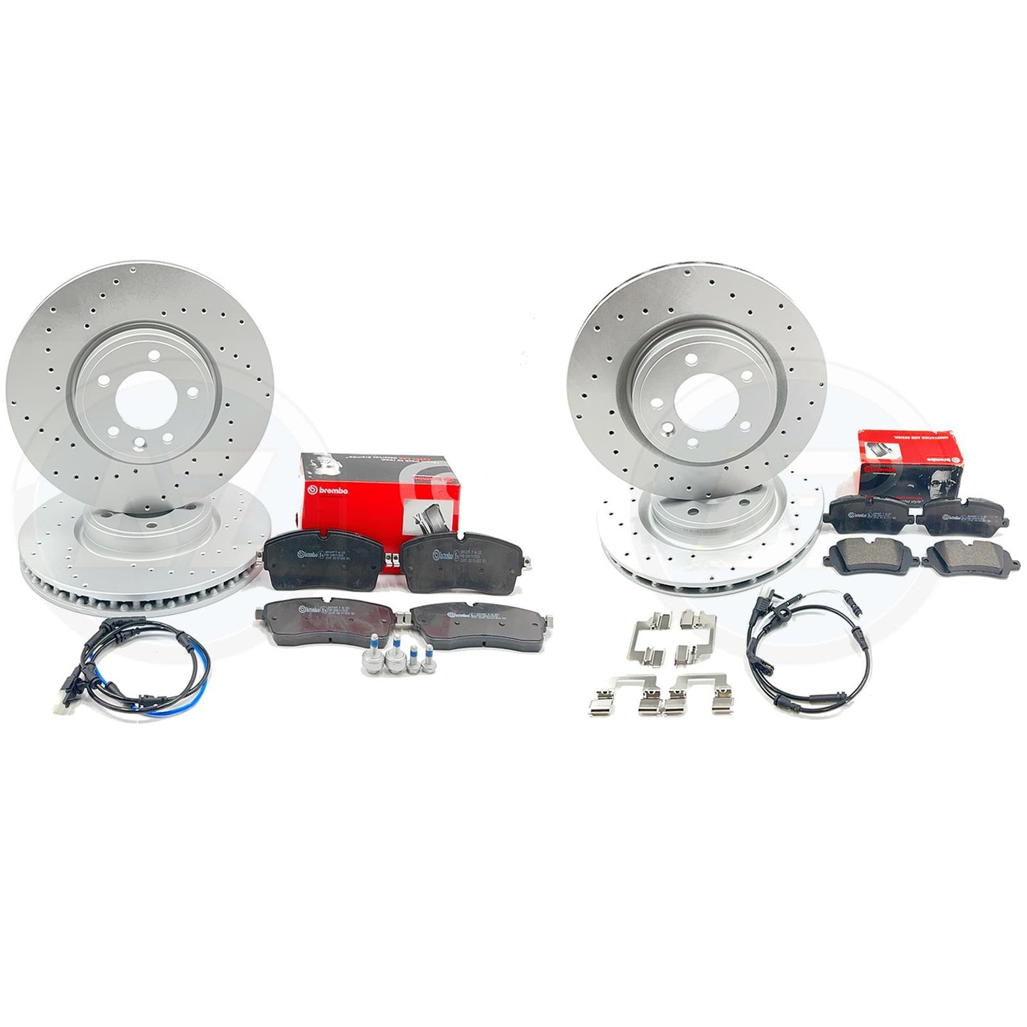 FOR RANGE ROVER SPORT 3.0 SDV6 2017- DRILLED FRONT REAR BRAKE DISCS BREMBO PADS