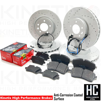FOR RANGE ROVER SPORT 3.0 SDV6 2017- DRILLED FRONT REAR BRAKE DISCS APEC PADS