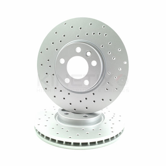 FOR VW TRANSPORTER CARAVELLE 2009- CROSS DRILLED FRONT BRAKE DISCS PAIR 340mm