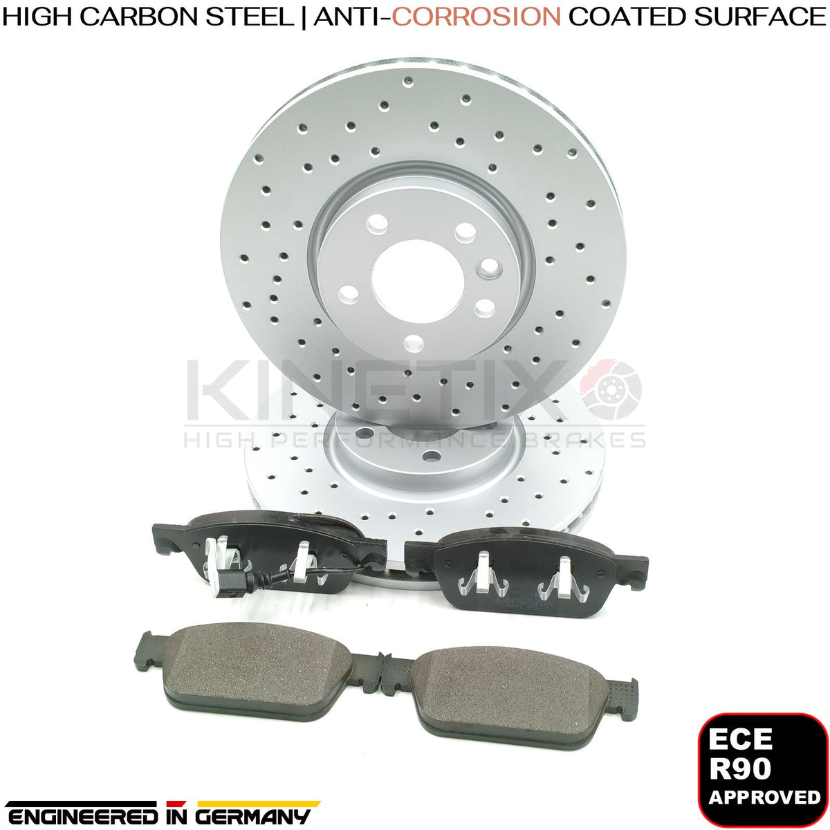 FOR VW TRANSPORTER T5 T6 MULTIVAN CROSS DRILLED FRONT BRAKE DISCS PADS 340mm