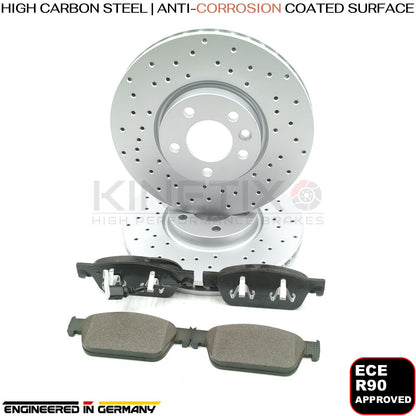 FOR VW TRANSPORTER T5 T6 MULTIVAN CROSS DRILLED FRONT BRAKE DISCS PADS 340mm