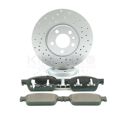 FOR VW TRANSPORTER T5 T6 MULTIVAN CROSS DRILLED FRONT BRAKE DISCS PADS 340mm