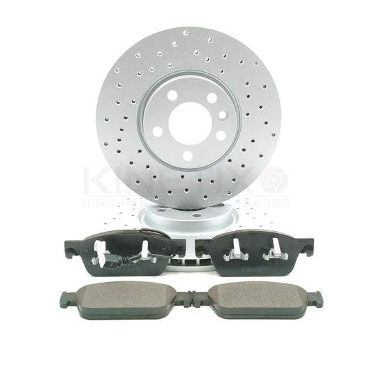 FOR VW TRANSPORTER T5 T6 MULTIVAN CROSS DRILLED FRONT BRAKE DISCS PADS 340mm