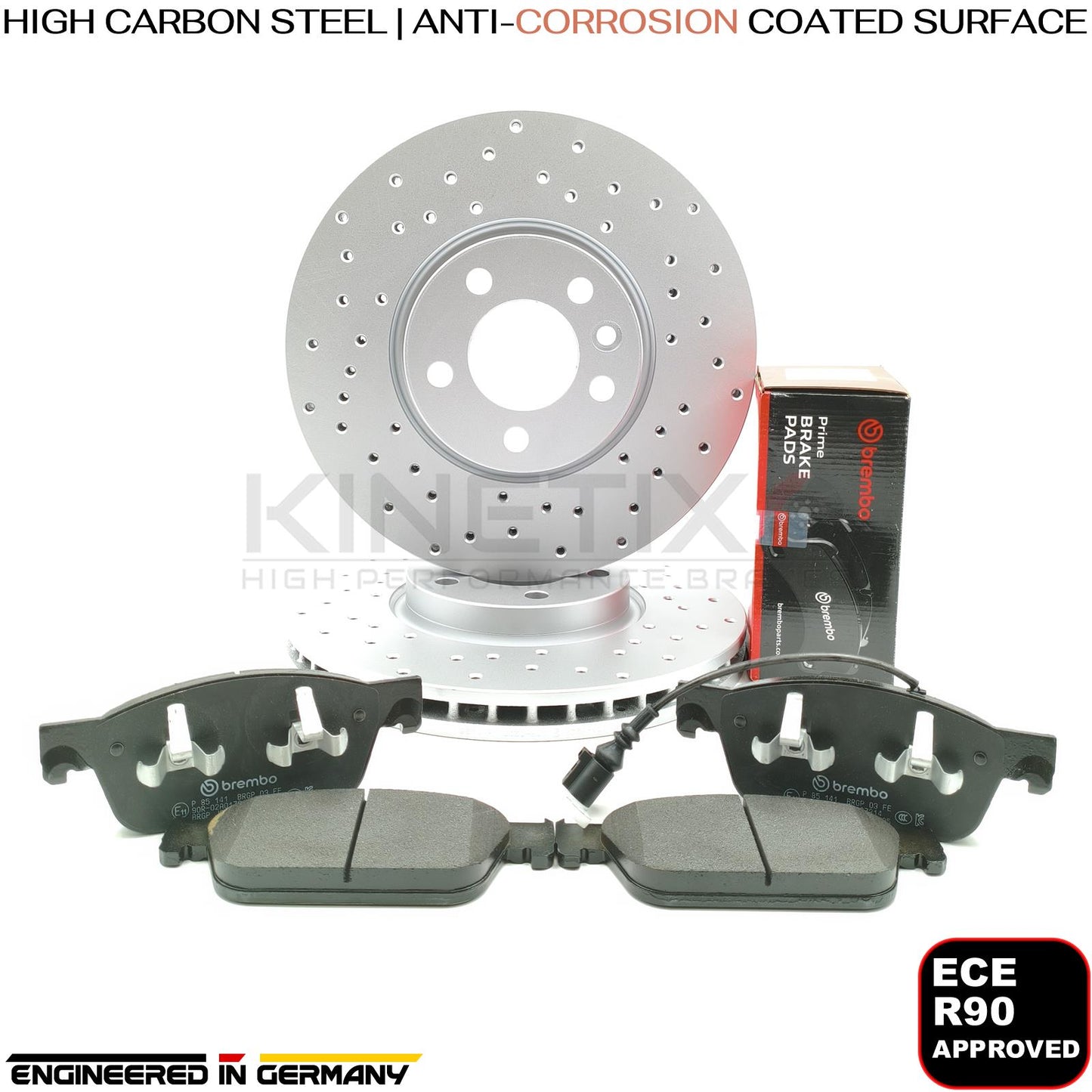 FOR VW TRANSPORTER T5 T6 MULTIVAN DRILLED FRONT BRAKE DISCS BREMBO PADS 340mm