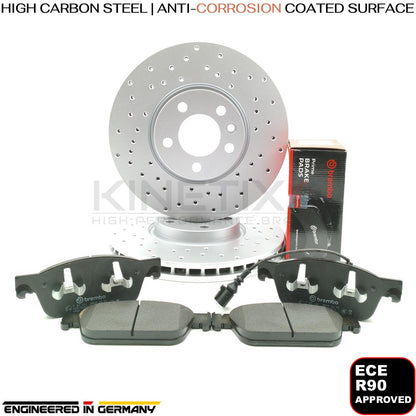 FOR VW TRANSPORTER T5 T6 MULTIVAN DRILLED FRONT BRAKE DISCS BREMBO PADS 340mm