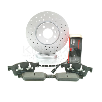 FOR VW TRANSPORTER T5 T6 MULTIVAN DRILLED FRONT BRAKE DISCS BREMBO PADS 340mm
