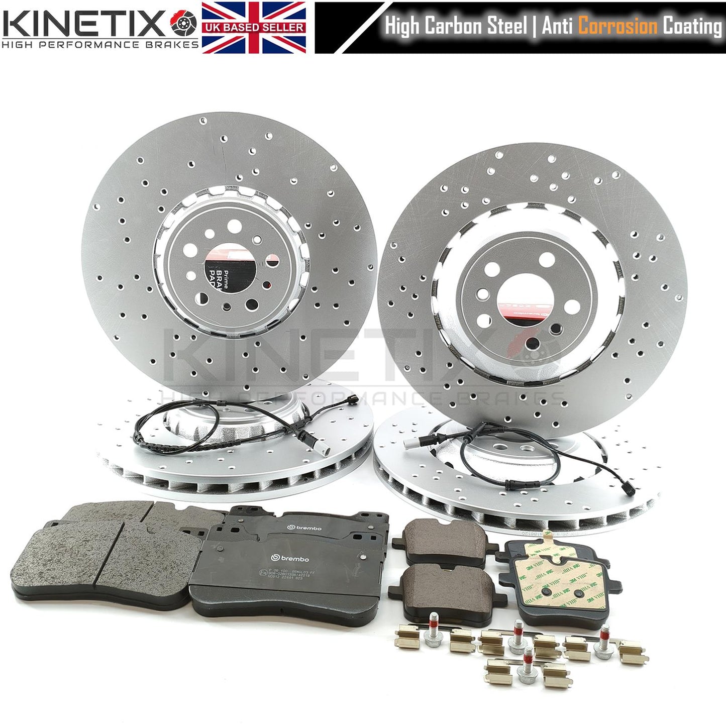 FITS BMW M5 F90 M8 F91 F92 F93 COMPETITION FRONT REAR BRAKE DISCS BREMBO BRAKE PADS & WEAR WIRE SENSOR LEADS 395mm 380mm