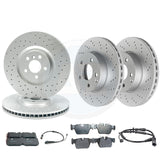 FOR BMW M135i 128ti M235i F40 F44 DRILLED FRONT REAR BRAKE DISCS APEC PADS WIRES