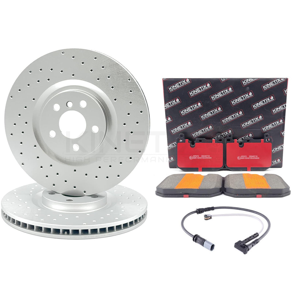 FOR BMW M135i F40 DRILLED FRONT BRAKE DISCS CERAMIC PADS SENSOR 360mm