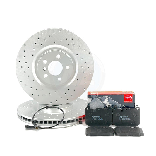 FOR BMW 128ti M135i M235i F40 F44 DRILLED FRONT BRAKE DISCS PADS SENSOR 360mm