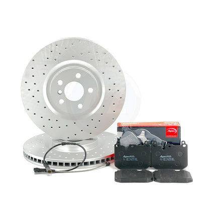 FOR MINI JOHN COOPER WORKS GP F56 DRILLED FRONT BRAKE DISCS APEC PADS SENSOR