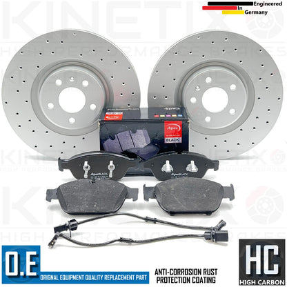 FOR AUDI A8 D4 4.2 TDI CROSS DRILLED FRONT BRAKE DISCS APEC BLACK PADS 356mm