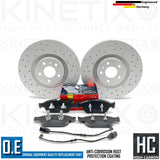 FOR AUDI A7 3.0 BiTDI 4G CROSS DRILLED FRONT BRAKE DISCS APEC PADS SENSOR 356mm