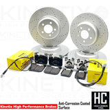 FOR BMW 335d 435d DRILLED FRONT REAR BRAKE DISCS TEXTAR PADS SENSORS 370mm 345mm