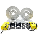 FOR BMW 335d 435d DRILLED FRONT REAR BRAKE DISCS TEXTAR PADS SENSORS 370mm 345mm