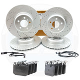 FOR BMW 335i 435i DRILLED FRONT REAR BRAKE DISCS PADS WEAR SENSORS 370mmm 345mm