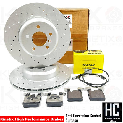 FOR BMW 330d 335d 335i 340i F30 F31 F34 REAR BRAKE DISCS TEXTAR PADS WIRE 345mm