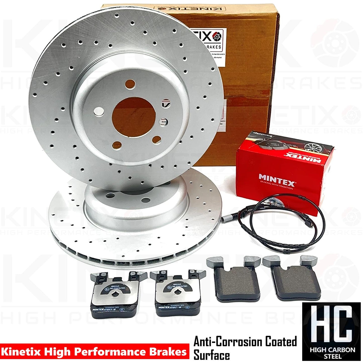 FOR BMW 330d 335d 335i 340i F30 F31 F34 REAR BRAKE DISCS PADS WEAR SENSOR 345mm