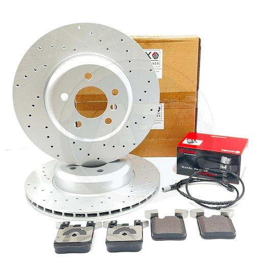 FOR BMW 330d 335d 335i 340i F30 F31 F34 REAR BRAKE DISCS BREMBO PADS WIRE 345mm